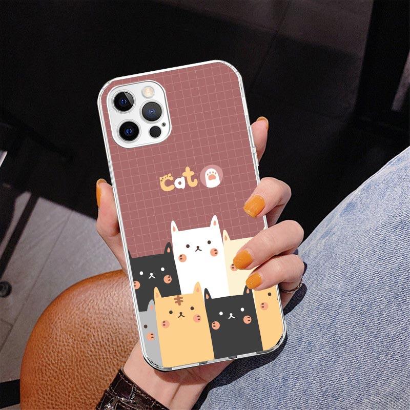 Cartoon Cute Cats Background Phnoe Case for Iphone 17 Air 16 16E 11 12 13 Mini 14 Plus 15 Pro Max 7 8 + SE 2020 Phone Cover Coqu