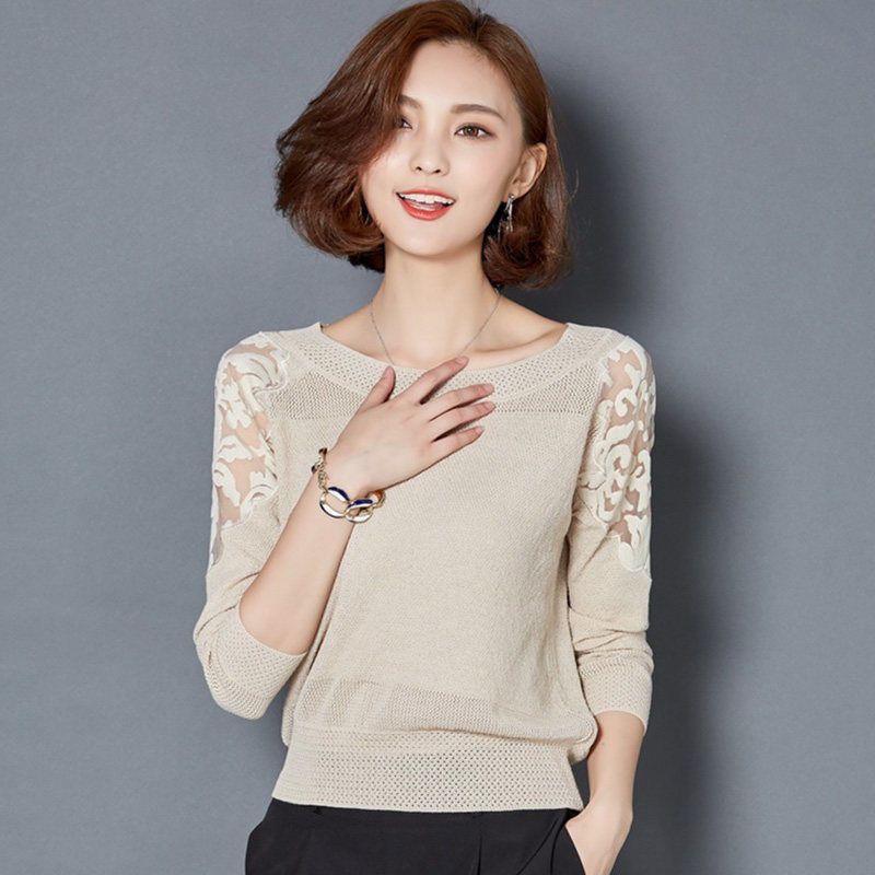 Вязаный свитер Ice Silk, женский, весна-лето, корейская версия, короткий стиль, пуловер, свитер с ажурным дном, универсальный тонкий верх