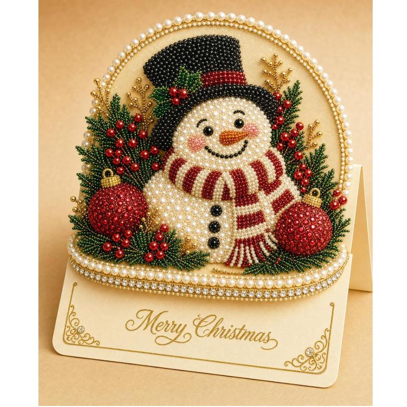 Diamond Painting Christmas Greeting Card Kit, DIY Handmade Xmas Folded Card with Rhinestone for Holiday Gift