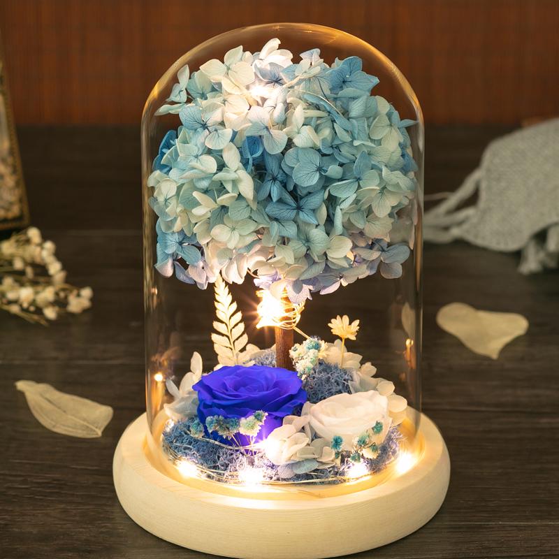 Eternal Dried Roses Glass Dome Gift Box - Perfect for Valentine's, Birthdays, and Special Occasions.