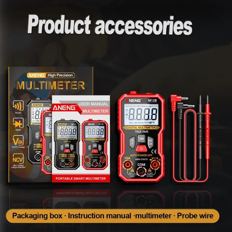 New Multifunction Mini Multimeter ANENG M128 6000 Count AC/DC Voltage Current Resistance Capacitor NCV Voltage Induction Tester Tool Electrical Tools