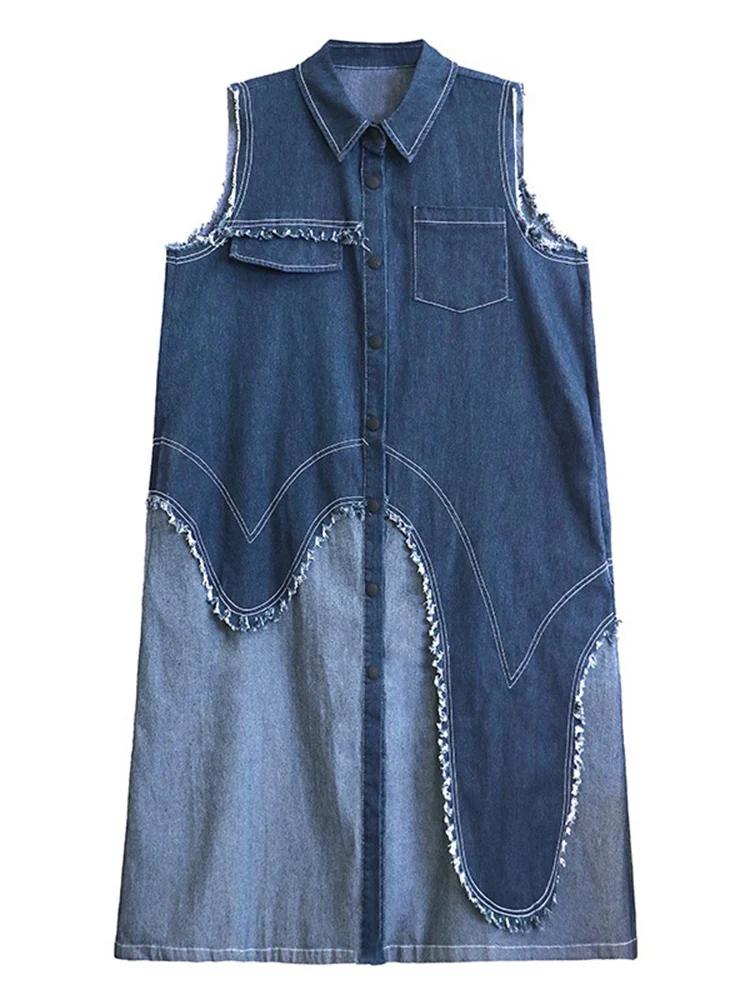 Xitao Однобортное платье в стиле пэчворк контрастного цвета GMM1349