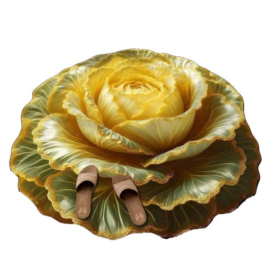 Yousheng Chinese Cabbage Floor Mat Non-Slip Absorbent Bathroom Rug 3D Visual Effect Cabbage Floor Rug for Entrance Living Room Kitchen