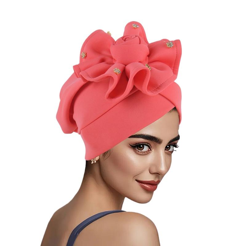 1 шт. индийская шапка в этническом стиле солнцезащитный хиджаб летний головной убор большой цветок мусульманский однотонный оборка головной убор тюрбан шляпа