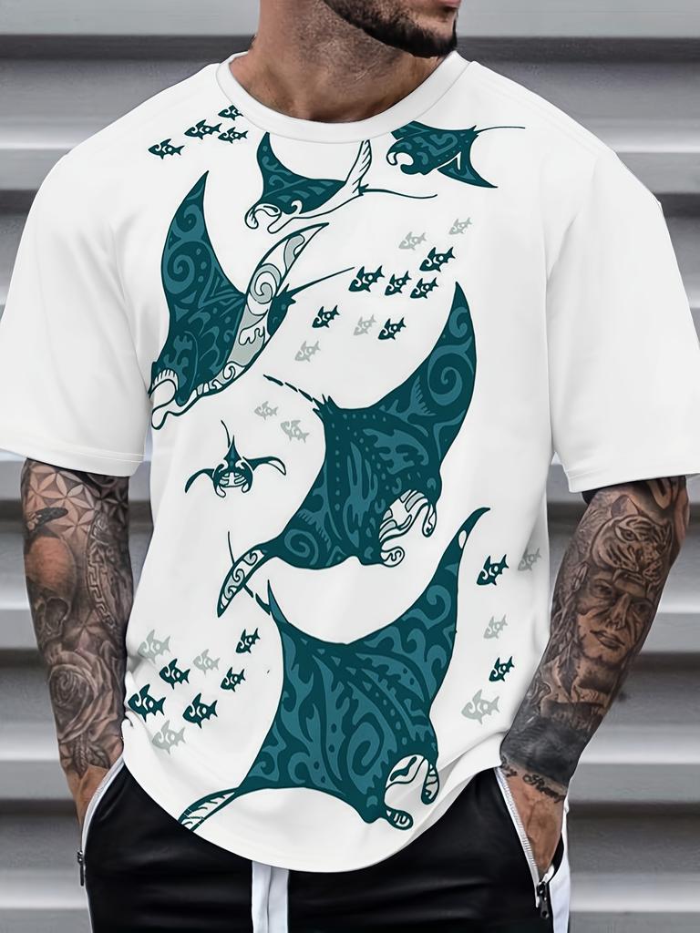 Men's 3D Skull Printed T-shirt Fashion Hip Hop Street Short Sleeve Top Short Sleeve Summer Casual Comfortable Round Neck T-shirt