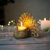 Metal Peacock Candle Holder & Candle Combo Gift Hamper, Festive Gifting Showpiece For Valentine'S Day, Anniversary
