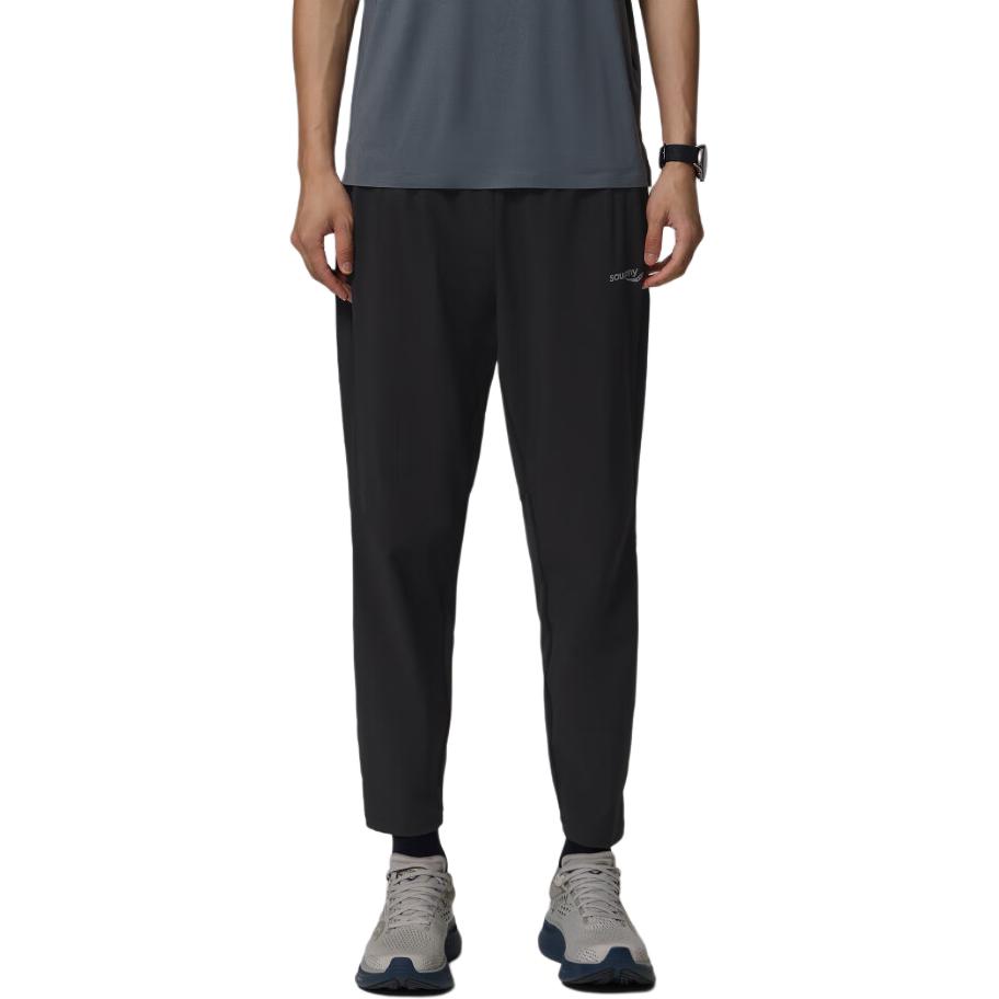 SAUCONY Solid Color Casual Running Training Soft Stretch Mid-Rise Knitted Sports Pants Men Bottoms Black SC2240045A-BK01