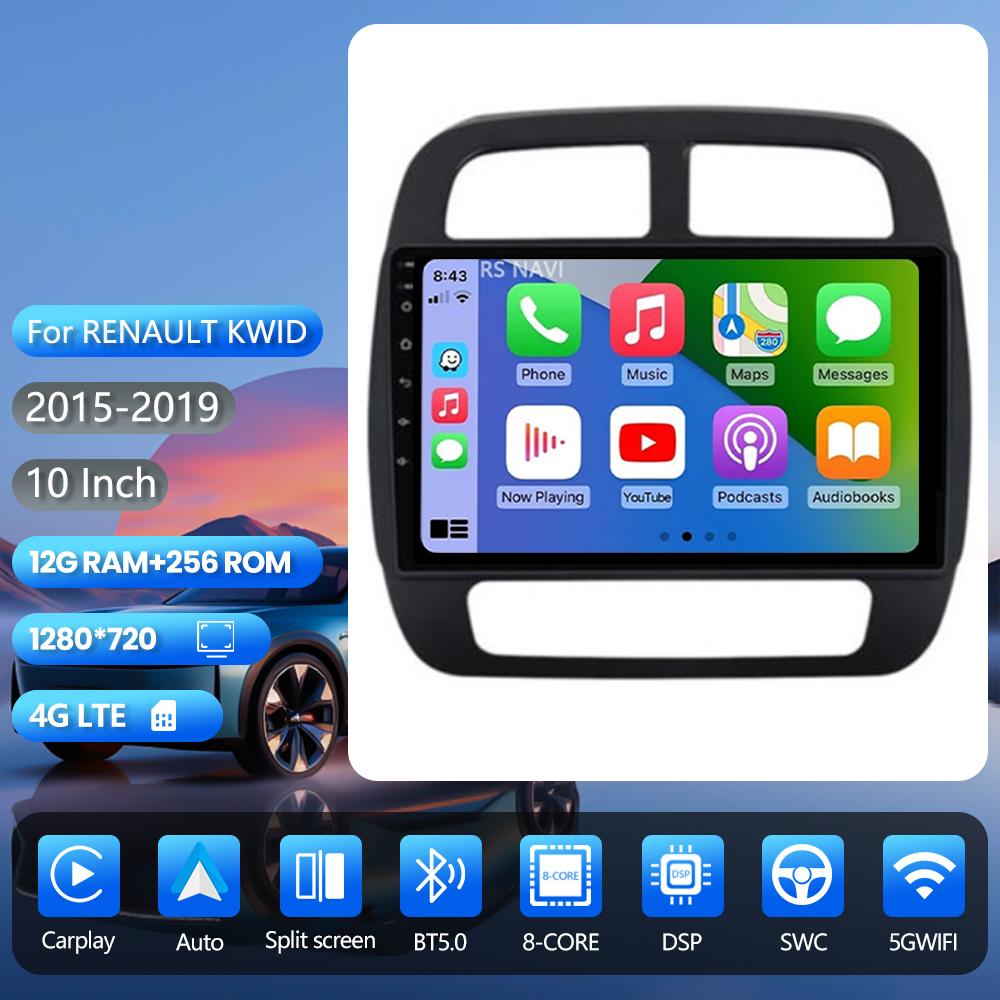 Qualcomm Android 16 pour Renault KWID K-ZE 2015 - 2019 Carplay Auto Écran 2K Autoradio Caméra 360 Lecteur Multimédia Snapdragon