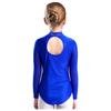 Girls Sheer Mesh Long Sleeve Leotard Cutout Back Sparkly Rhinestone Gymnastics Figure Skating Costume