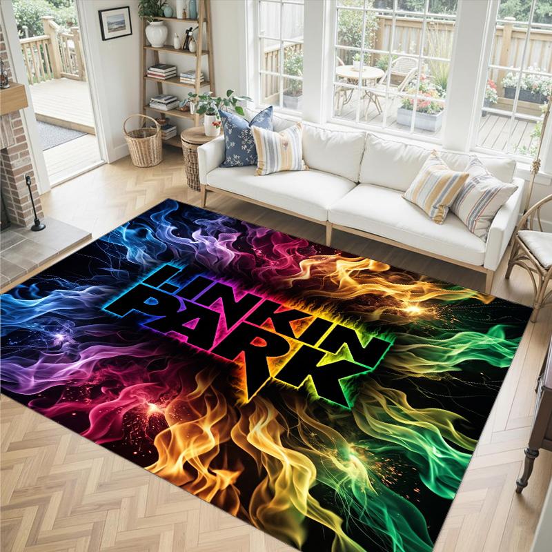 Linkin Park Design Crystal Velvet Carpet Cozy Non?Slip Printed Rug For Bedroom Living Room Entrance