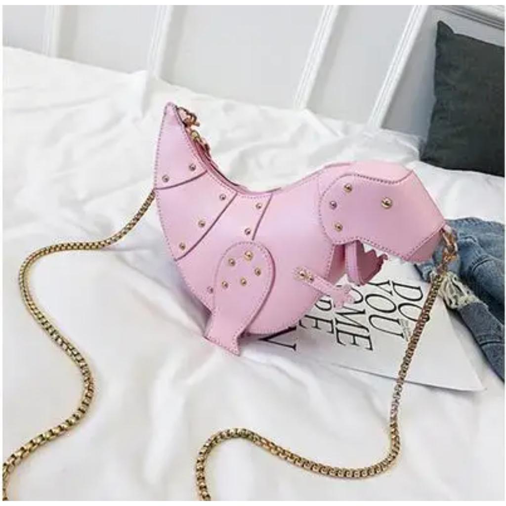 Trend Fashion 3D Dinosaur Design Rivets Pu Leather Girl's Chain Purse Shoulder Bag Tote Ladies Crossbody Mini Messenger Bag Flap