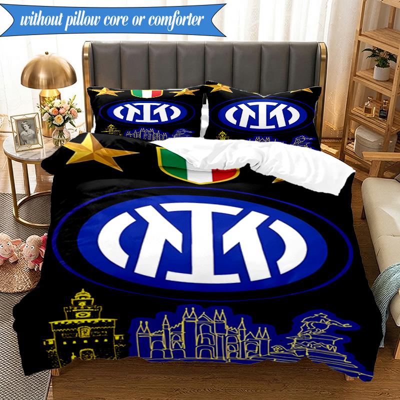 3PCS F.C. Internazionale Milano Printed Soft Bedding Set,Including 1pc Duvet Cover And 2pcs Pillowcases Perfect for Bedroom, Dormitory, Fan gift