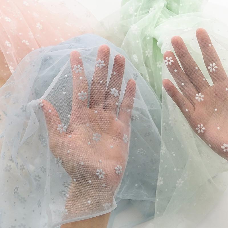 Ткань сетка с флоком "Снежинка" 150x100см/200см для платьев, отделки женской одежды, оконных сеток, ткань для рукоделия DIY TJ5103