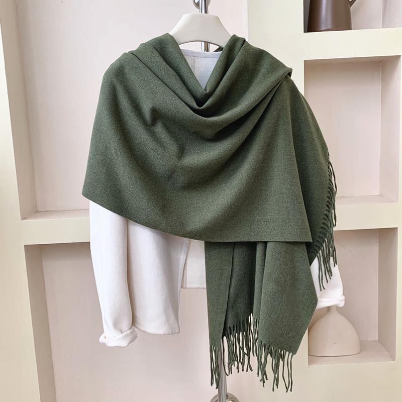 Women's Winter Japanese & Korean Solid Color Shawl - Premium Imitation Cashmere, Custom Logo, Long Autumn/Winter Scarf