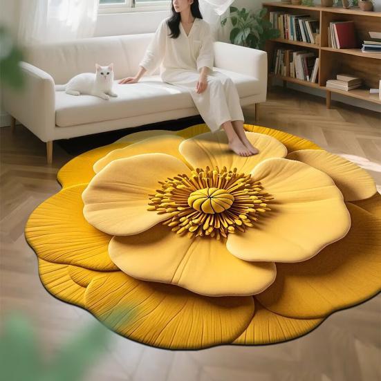 3D Цветочный коврик для пола Абсорбирующий коврик для ванной Реалистичный цветочный ковер с нескользящей основой для ванной комнаты, гостиной, спальни, прихожей
