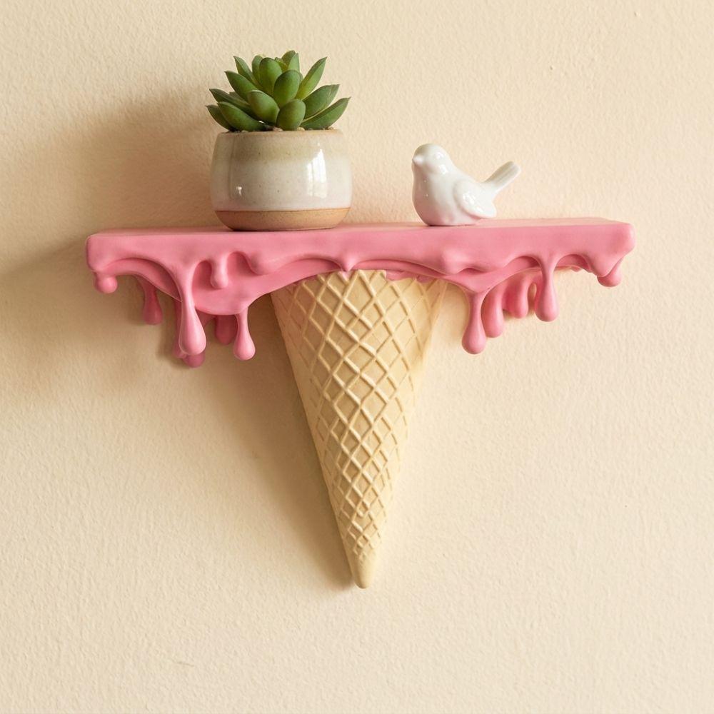 Wall-Mounted Drip Floating Shelf Plastic Waffle Cone Display Stand Wall Storage Rack Home Decor