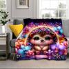 Sleepy Hedgehog Dreams Blanket Flannel Blanket for bed, sofa, Camping, Hiking, Picnic Essentials, gift for family Fan gifts
