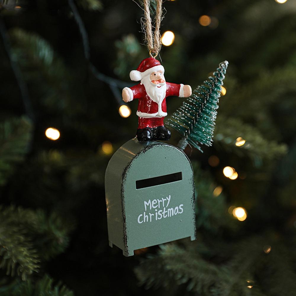 Cartoon Red Mailbox Hanging Ornament Elk Snowman Christmas Mailbox Decoration  Home Xmas Decor