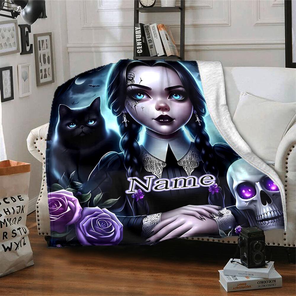 Custom 1pc Wednesday's Journey Blanket, Soft And Comfortable Blanket, Casual Warm, Camping Travel Blanket, Birthday Gift Q912198