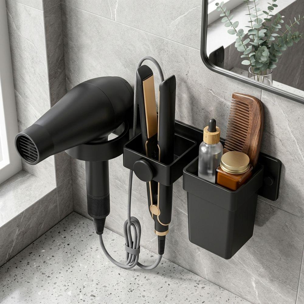 Detachable Cup Hair Straightener Holder Multi-Slot Blow Dryer Wall Holder  Shower