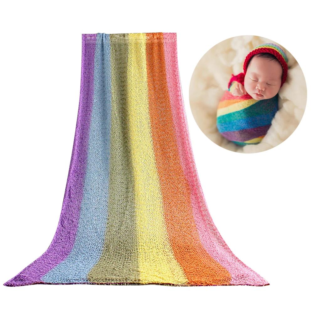 1 Set Newborn Photography Wrap Cloth Baby Photo Elastic Wrap Towel Rainbow Color Wrap Cloth for Newborn Photography Props