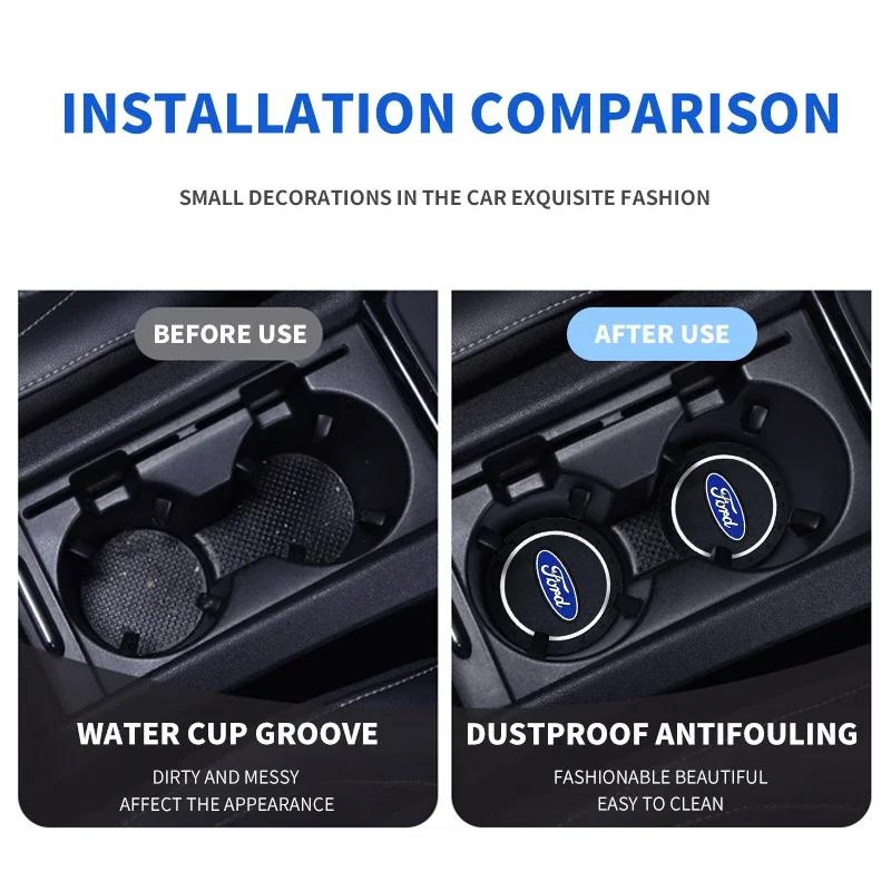 2025 New Car Coaster Water Cup Bottle Holder Anti-slip Pad Mat For Ford Ecosport Edge Figo Flex Focus Fusion Fiesta Accessories