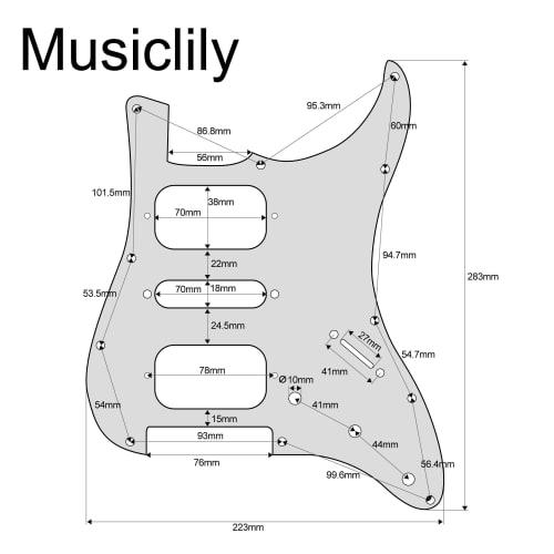 Musiclily Pro 11-отверстий пикгард HSH Stratocaster с закругленными углами для электрогитар Fender US/Mexican Standard Stratocaster, черный, набор из 3 штук