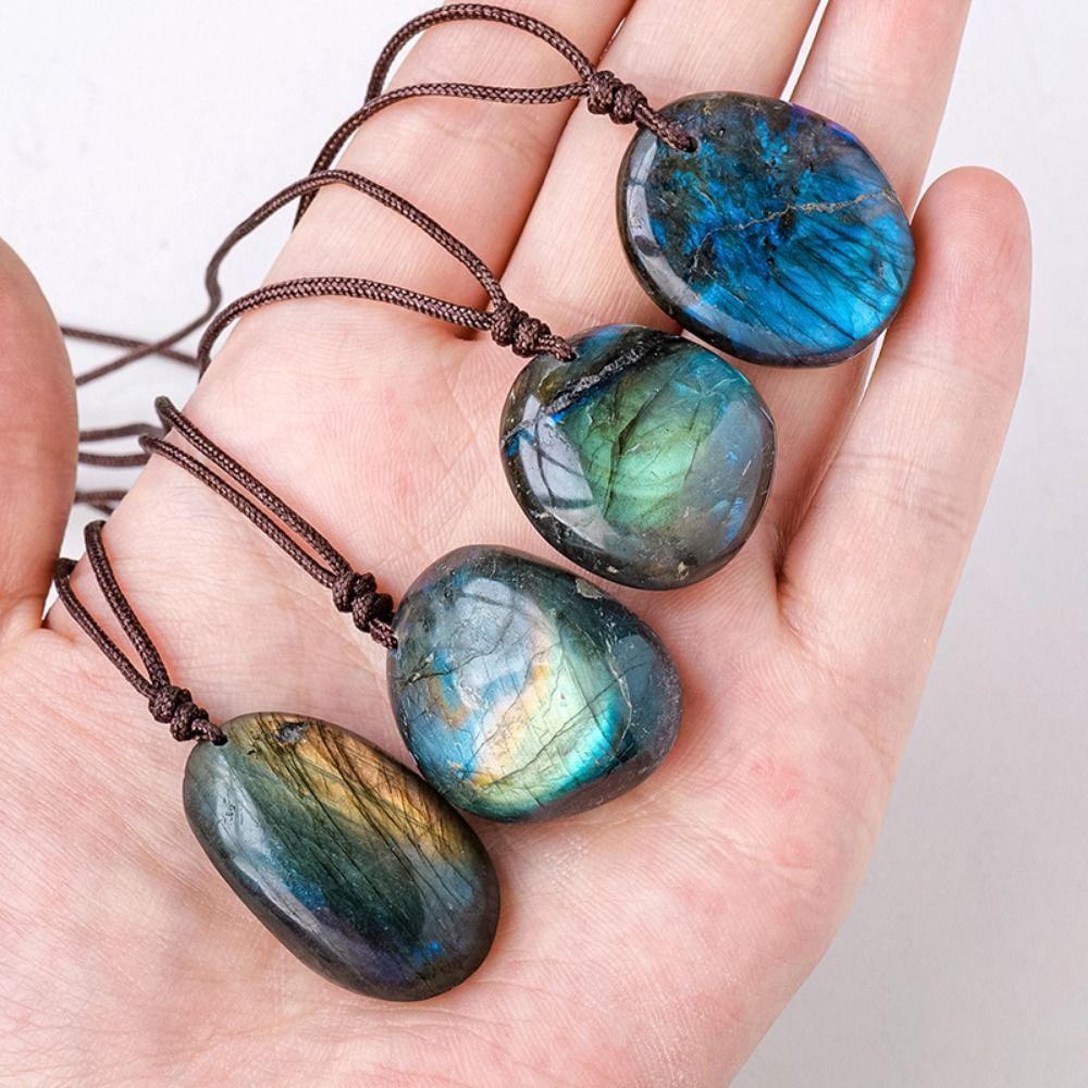 Необработанный камень полировка кристалл лабрадорит кулон изысканный натуральный тренировочный камень подарок на день рождения