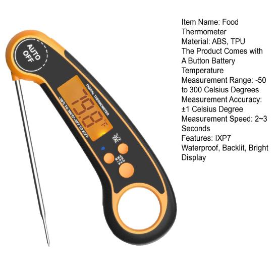 Digital Meat Thermometer with Bottle Opener Waterproof Instant Read Food Thermometer Grilling Cooking Backlight LCD Screen Ultra-Fast BBQ Thermometer