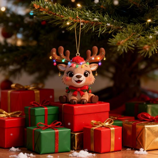 Деревянное рождественское украшение «Олень Юшэн» Милый мультяшный олень Украшение на елку Ручная работа Праздничный подвесной декор для Рождества Домашняя вечеринка