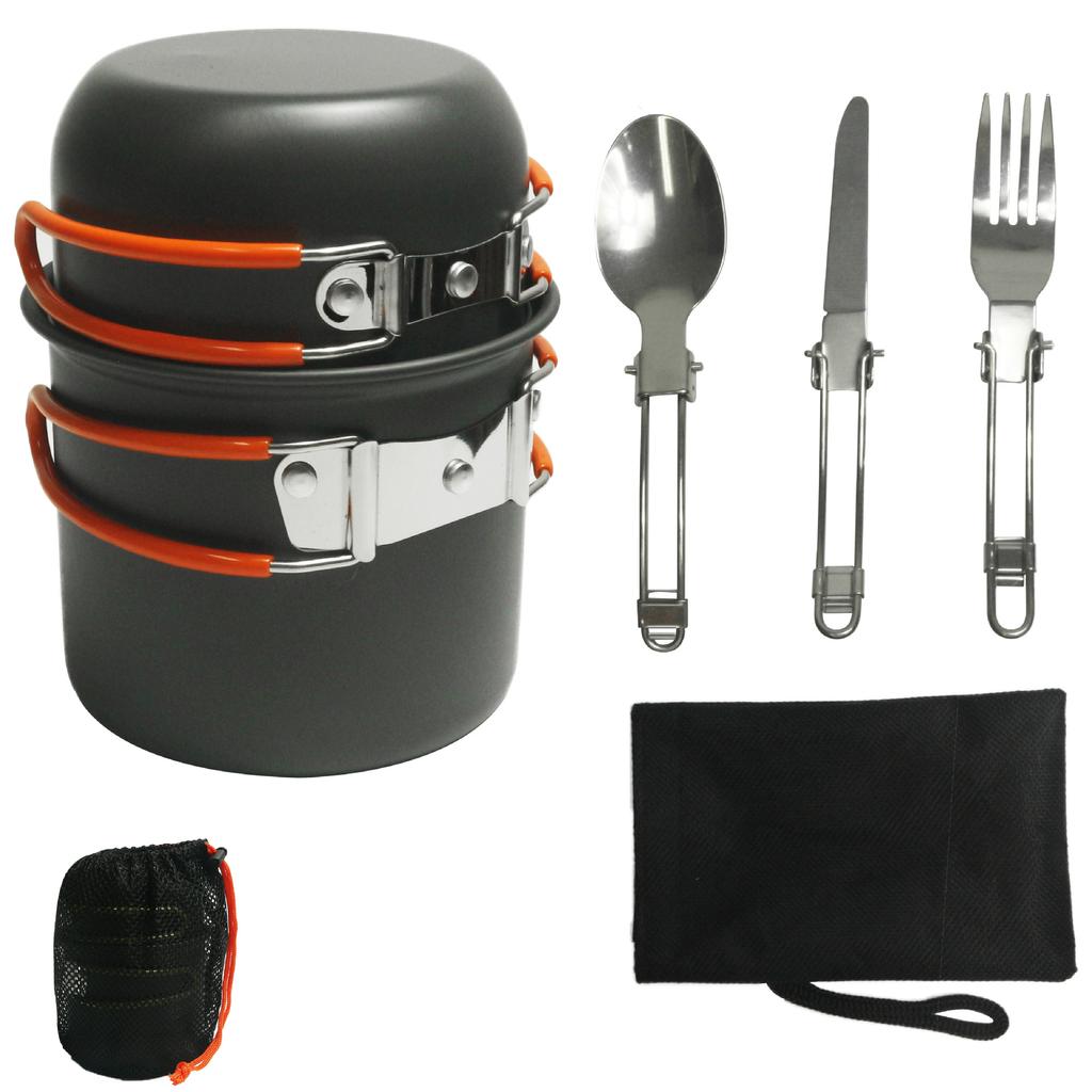 Outdoor Products Set Pot 1-2 People Pot Portable Camping Cookware with Tableware Environmental Protection