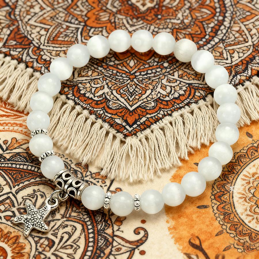 Браслет-звезда для стильных женщин Noter 5 цветов в наличии Бусины из натурального камня кошачий глаз Шарм-браслет Идеальный подарок для нее Joias