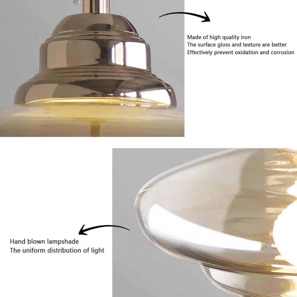 Ретро светодиодное покрытие стеклянное художественное декоративное подвесное освещение коньячного цвета E27 современные светильники кухонный остров столовая прикроватная тумбочка
