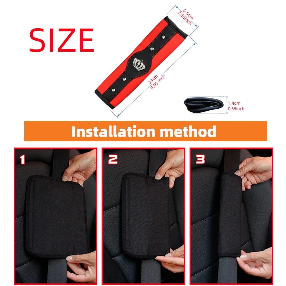 Стерео кожаный протектор для плеча ремня безопасности с короной из стразов и автомобильный аксессуар с чехлом для ремня безопасности