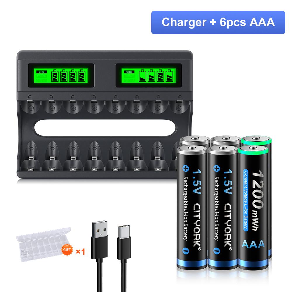 8slot LCD Smart 1.5V Li-ion Battery Charger+1.5V AA AAA Li-ion Rechargeable Battery