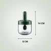 1pc Glass Seasoning Bottle With Telescopic Spoon Household Kitchen Salt Storage Box Leak Proof and Moisture-proof