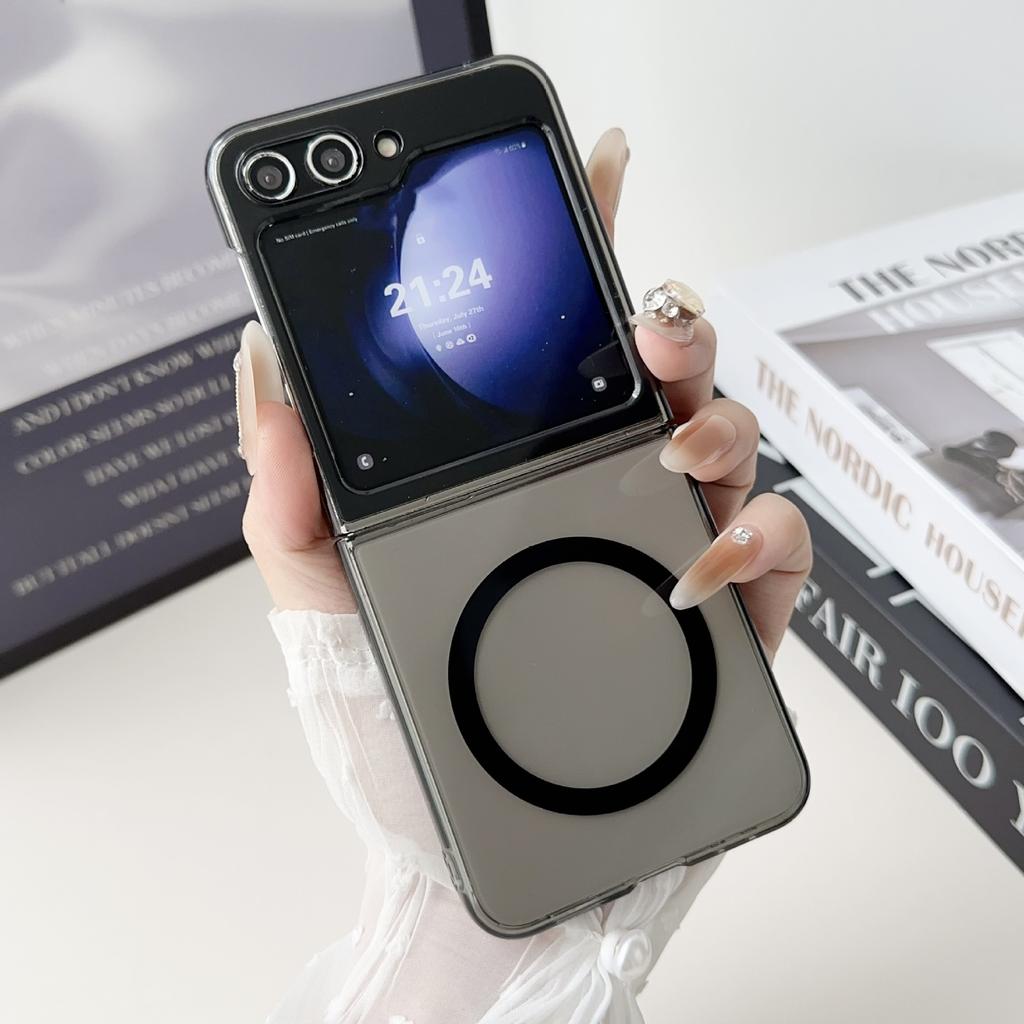 Новый чехол-скин для Samsung ZFlip6 с мягкой магнитной адсорбцией, подходит для Zflip5, ультратонкий, из закаленного ПК с высокой прозрачностью