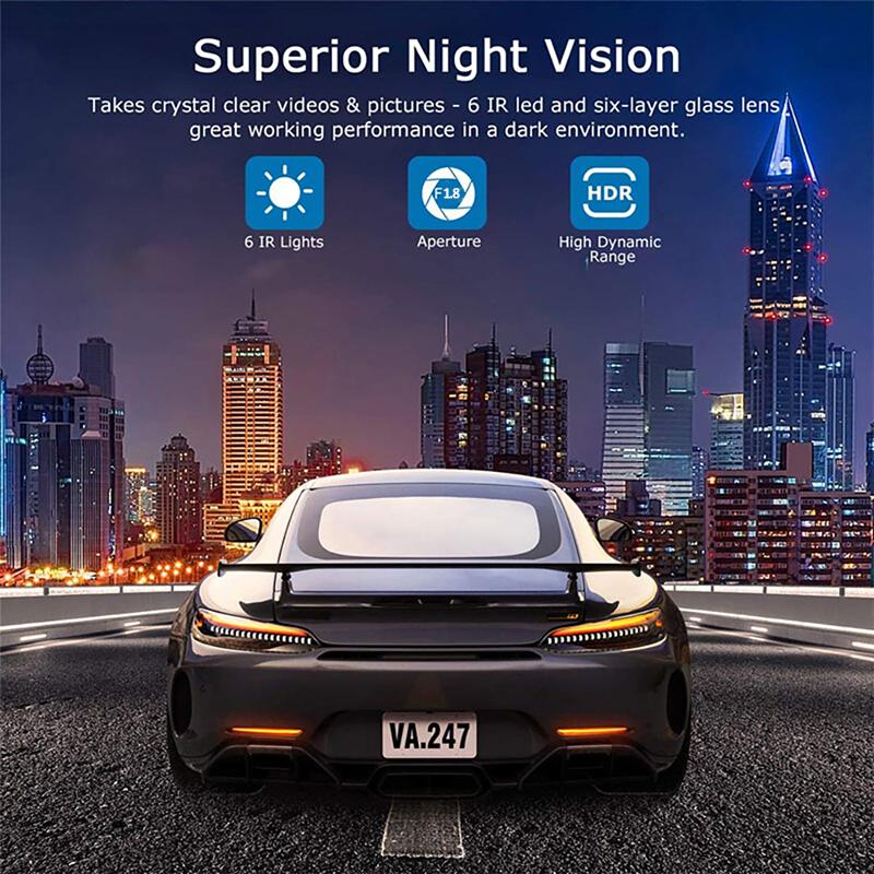 Автомобильный видеорегистратор 3-канальный WIFI 1080P видеорегистратор для автомобилей камера 3 объектива 2-дюймовый видеорегистратор камера заднего вида для автомобиля автомобильные аксессуары