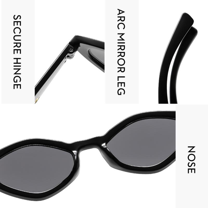 Non-polarized Trendy Vintage Cat Eye Small Frame Polygonal Women Sunglasses Men Outdoor Travel Sun Eyeglasses