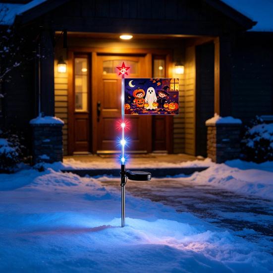 Outdoor Halloween Solar Stake Lights Garden Light, Pumpkin Ghost Cartoon Yard Sign Starlight String Stakes for Events with LED Fairy Lights,