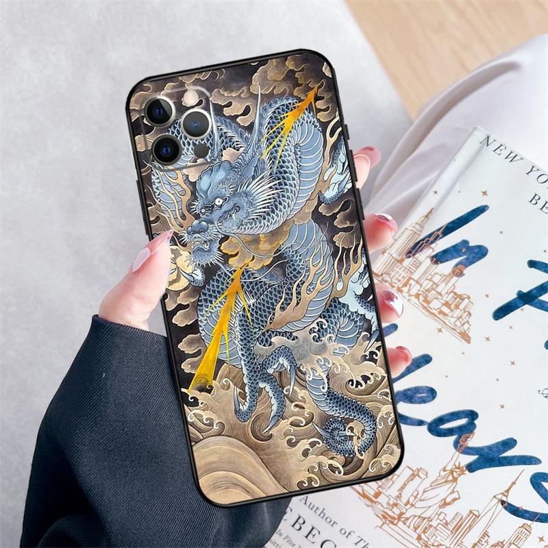 Японский Дракон Чехол для Телефона Для iPhone 16 Pro Max 11 12 13 Mini 14 15 Pro Max XR 15 16 Plus 16e Чехол Coque