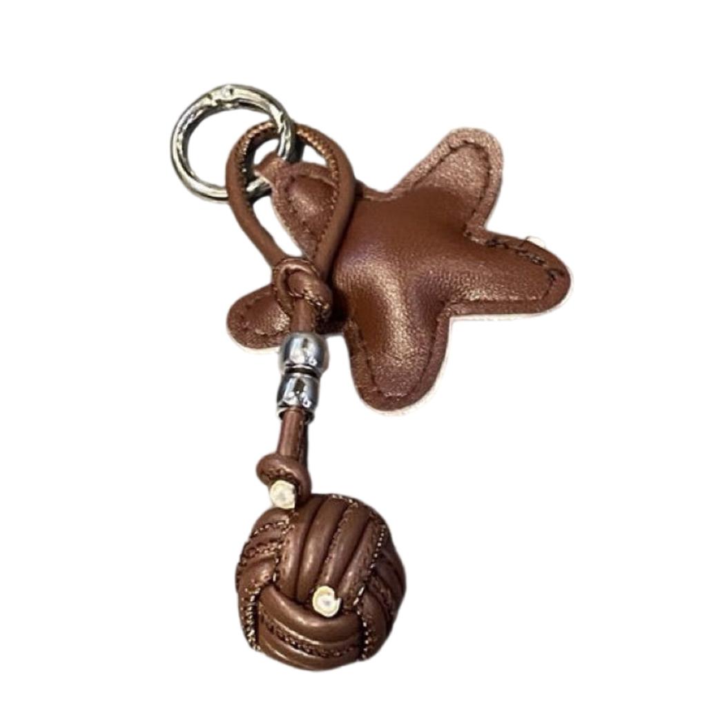 Handcraft Pentagram Keychain Accessory Hanging Pendant Stylish Faux Leather Designing Keyring for Bags and Keys