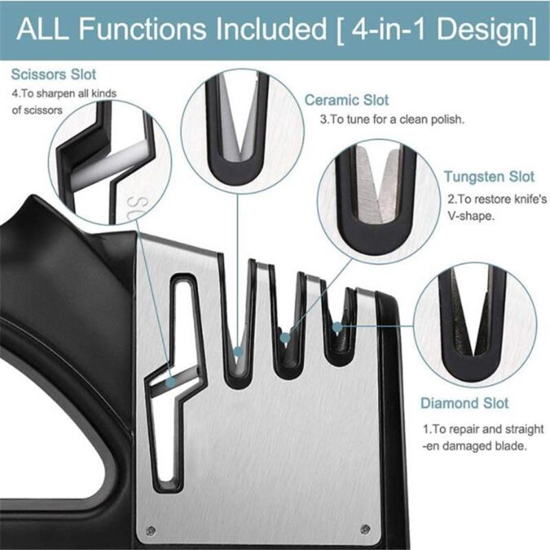 4 в 1 кухонный керамический нож, точилка для ножниц, 4 ступенчатая точилка, бытовой инструмент