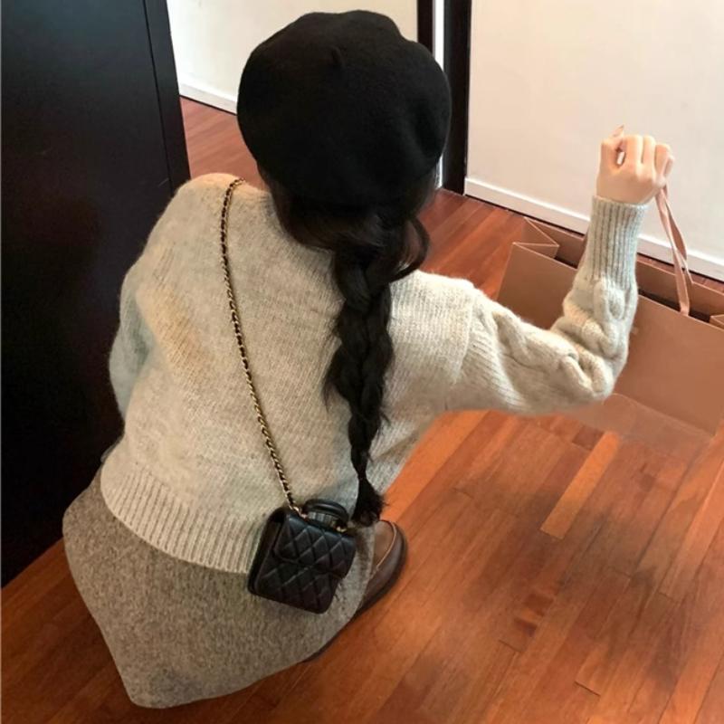 Autumn New Round Neck Solid Women's Sweater Jacket Fashion Winter Long Sleeve Casual Knitted Cardigan Women Elegant Slim Fit Warm Cardigans Tops 24847