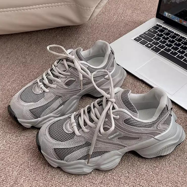 Fashion Trend Versatile Show Feet Small Platform Dad Shoes Women's 2025 New Spring and Autumn Lightweight Heightening Sports Shoes