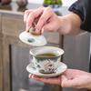 160 мл Ручная роспись Керамическая чайная чашка-супница с крышкой 'Лотос' Ручная работа Фарфор Гайвань Чашка для чая Домашняя чашка для чая Китайская посуда для чая