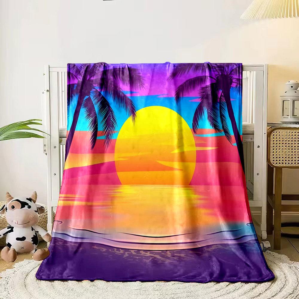 Tropical Sunset Paradise print blanket soft and cozy perfect for the living room bed sofa or a nap,gift