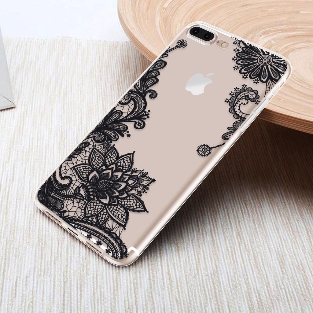 Lace Flower Slim Clear Soft Silicone Case Cover For Iphone X 6s 7 Plus 8