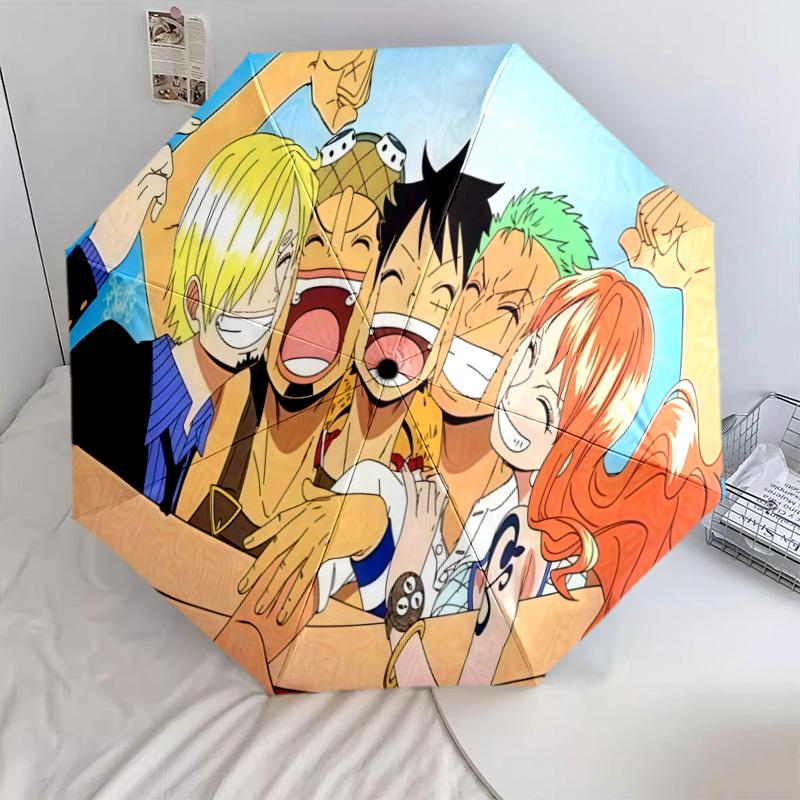 1 шт. Автоматический складной зонт - Узор Luffy D Портативный складной дизайн с 8 спицами Рождественские подарки на день рождения