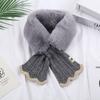 Women'S Knitted Fishtail Scarf New Splicing Fury Scarf, Imitation Otter Rabbit Hair Cross Plush Scarf